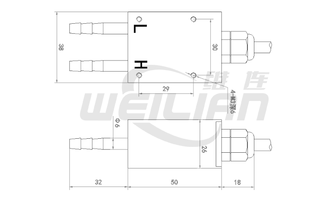 風(fēng)差壓變送器PM-P202CB 尺寸圖 維連壓力傳感器