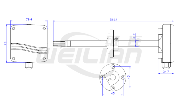 TS100溫濕度變送器 外形尺寸 維連溫濕度傳感器
