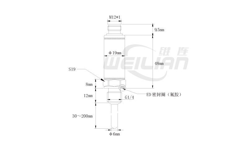 緊湊型溫度傳感器工業(yè)PT100溫度傳感器 尺寸圖 威廉溫度傳感器